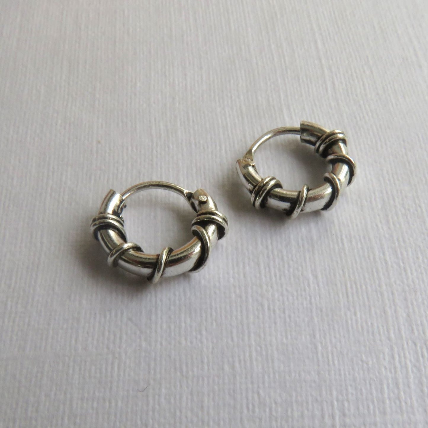 Tiny Boho sterling silver 925 hoop earrings