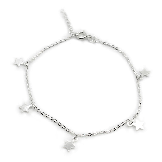 Sterling Silver Boho Style Star Anklet