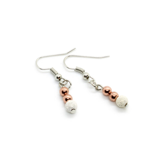 Rose Gold and Sterling Silver Sparkly Hook Earrings