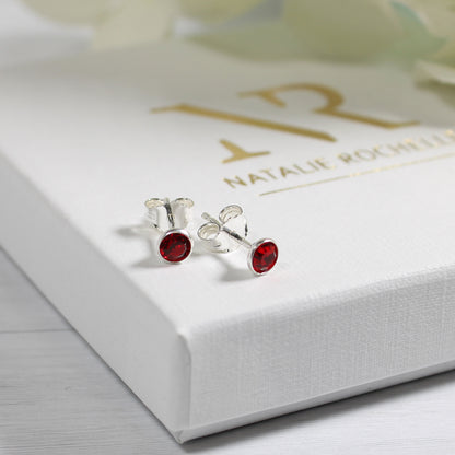 Sterling Silver Birthstone Ear Studs