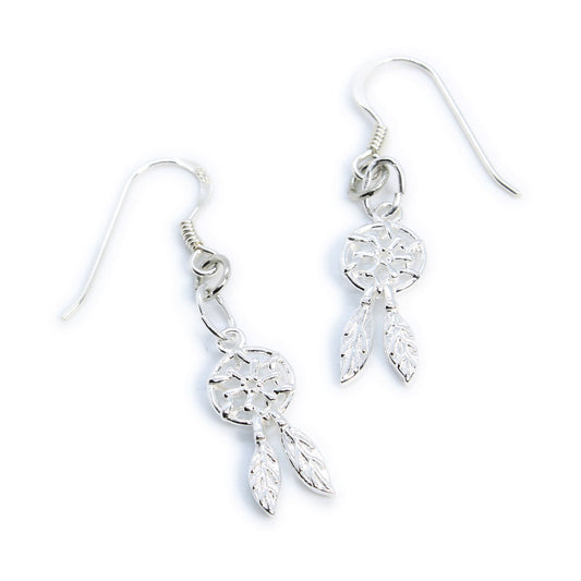 Sterling Silver Dreamcatcher Hook Earrings