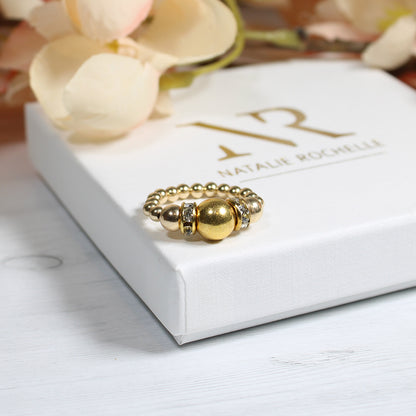 Gold filled Bead Stretch Ring with Fancy Beads