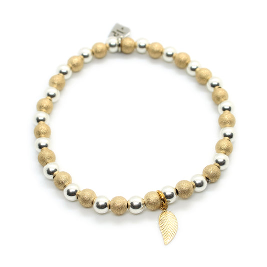 Sterling Silver and Gold Leaf Feather Bracelet