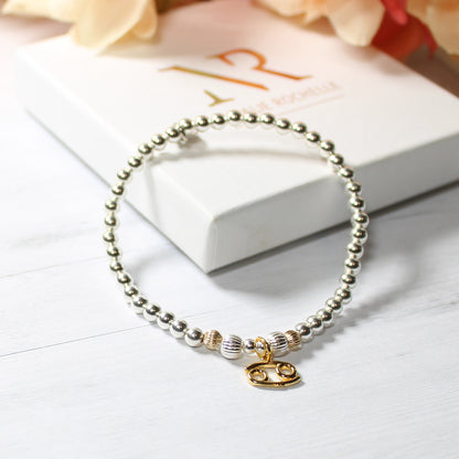 Personalised Silver and Rose Gold Bracelet with Horoscope Charm