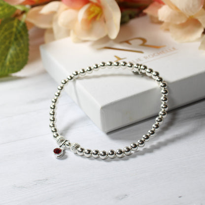 Personalised Birthstone Sterling Silver Stacking Bracelet