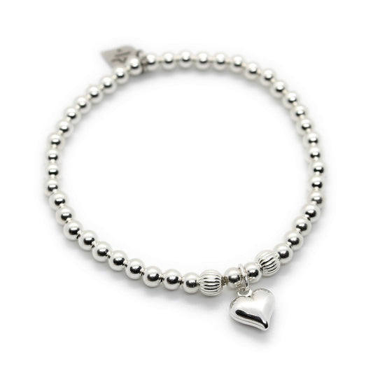 Sterling Silver Heart Charm Stacking Bracelet