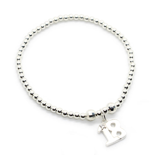 Sterling Silver Stacking Bracelet with 18th Birthday Charm