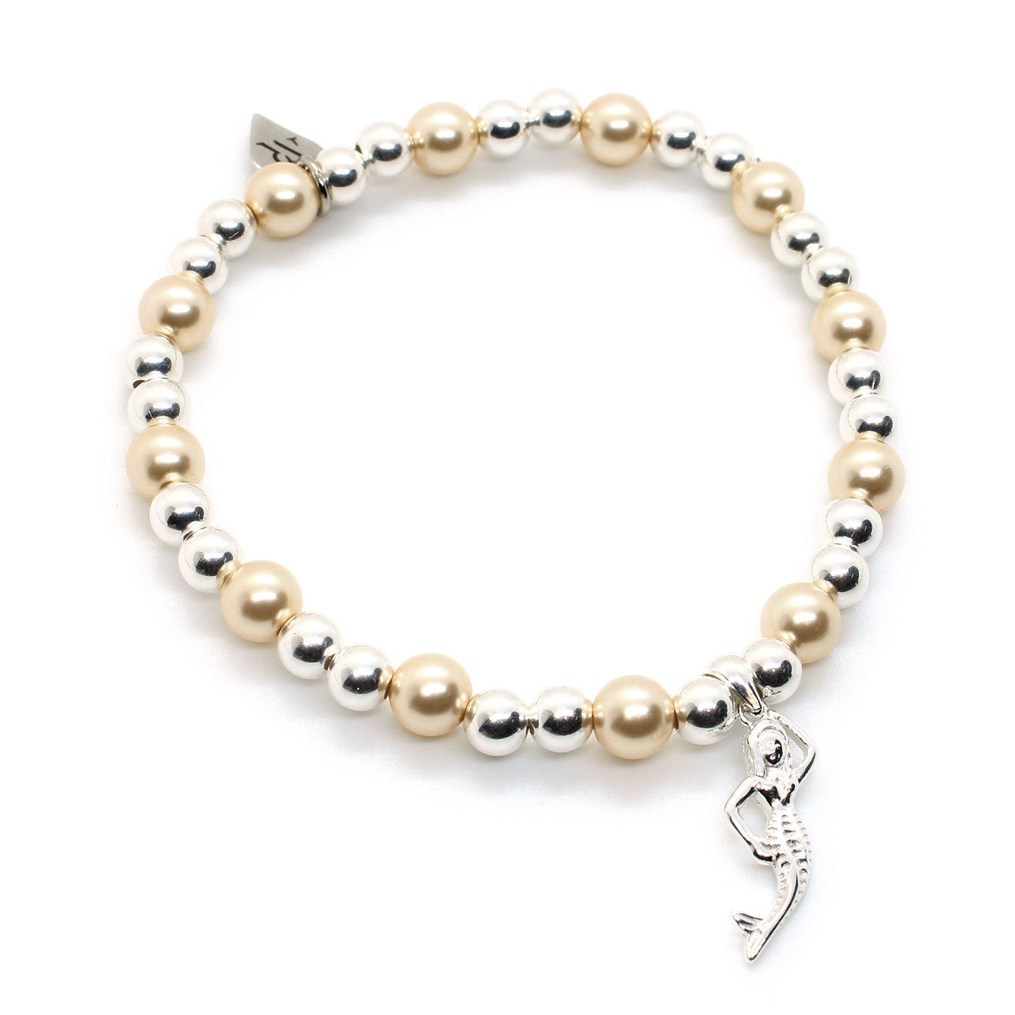 Sterling Silver and Ivory Pearl Mermaid Charm Bracelet