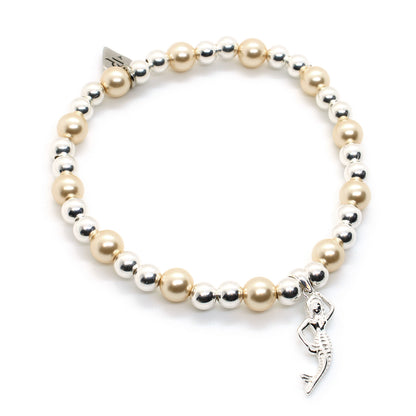 Sterling Silver and Ivory Pearl Mermaid Charm Bracelet