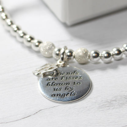 Sterling Silver Friendship Motto Bracelet with Angel Charm