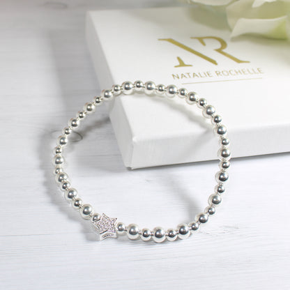 Sterling Silver Crystal Star Bracelet