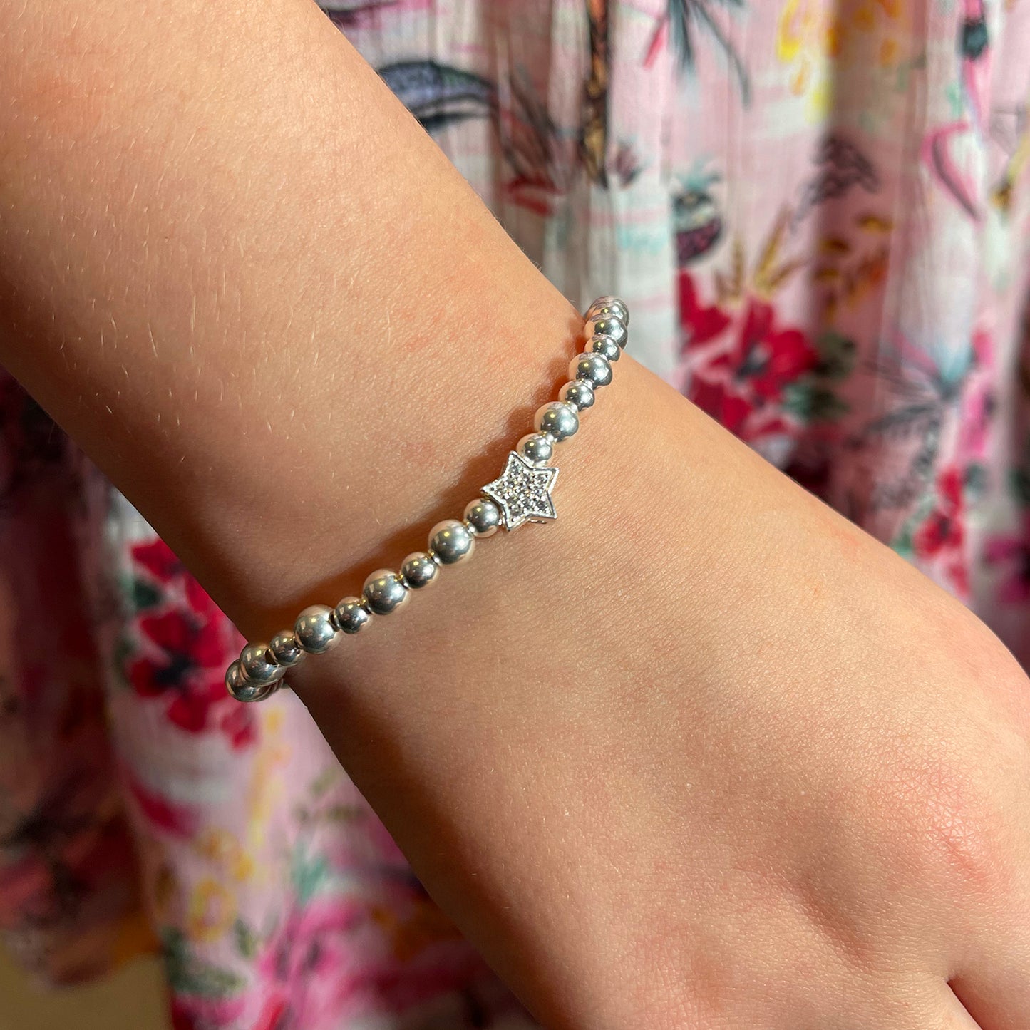 Sterling Silver Crystal Star Bracelet