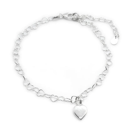 Sterling Silver Love Heart Bracelet