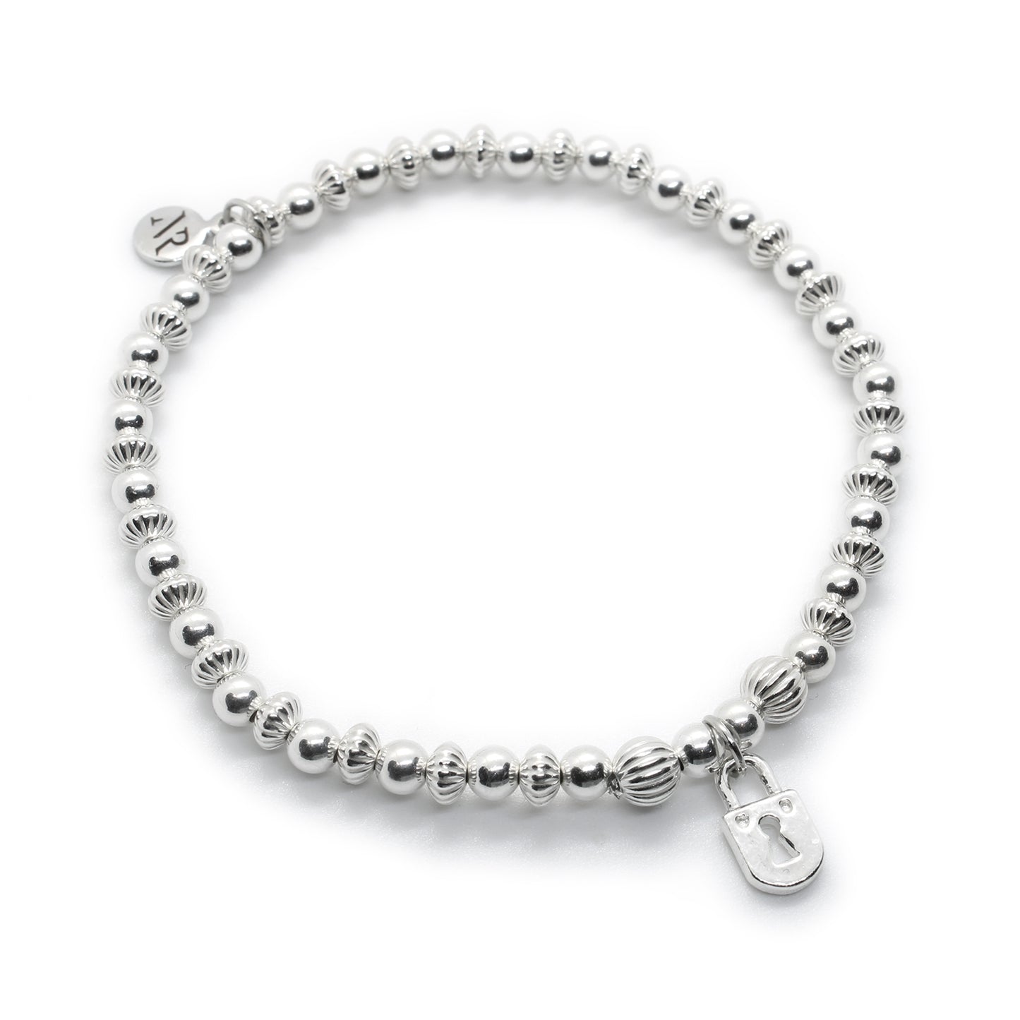 Sterling Silver Lock Charm Stacking Bracelet