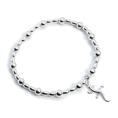 Sterling Silver Lizard/Gecko Charm stacking Bracelet