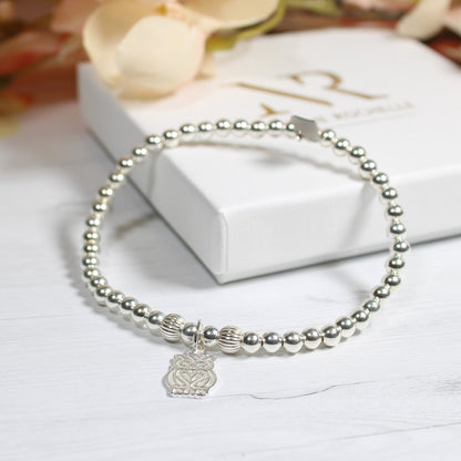 Owl Charm Sterling Silver Stacking Bracelet