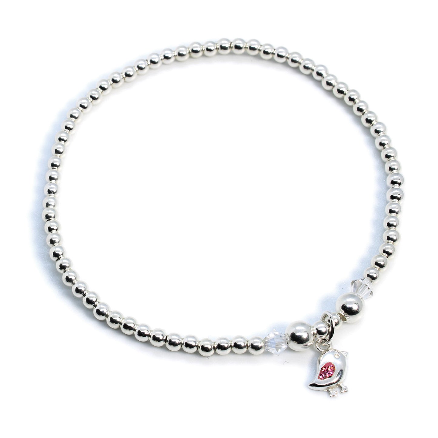 Robin Charm Sterling Silver Stacking Bracelet