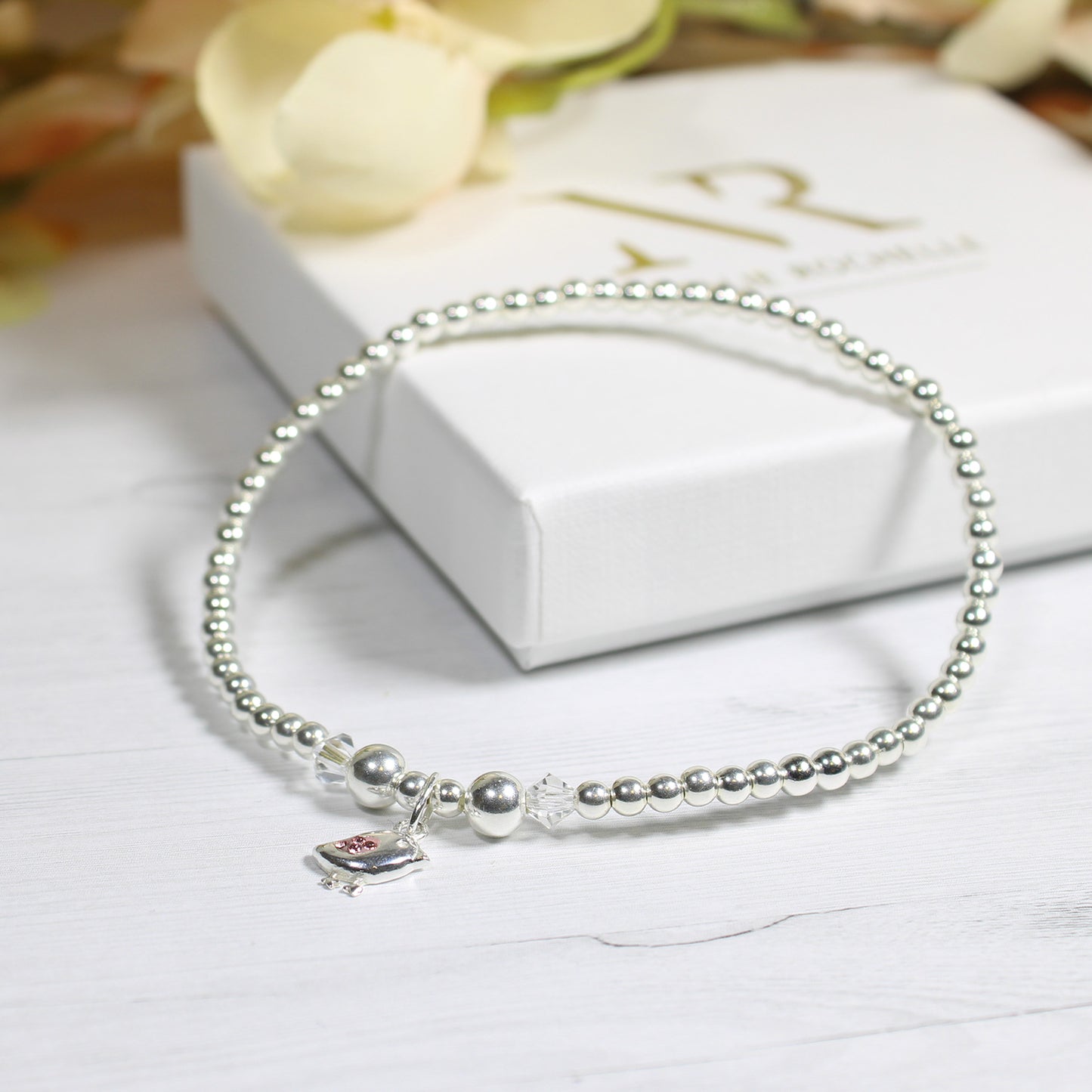 Robin Charm Sterling Silver Stacking Bracelet