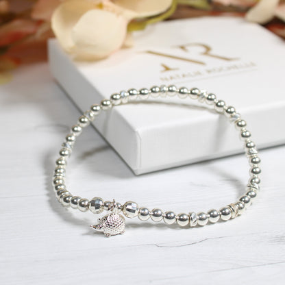 Hedgehog Charm Sterling Silver Stacking Bracelet