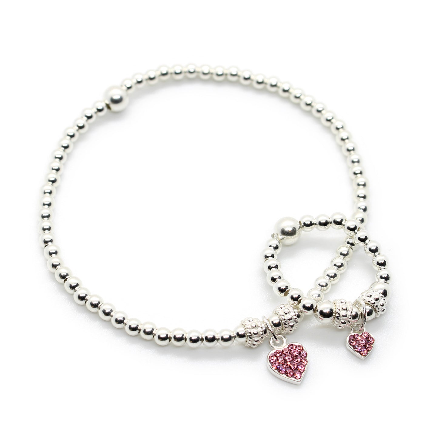 Bracelet and Ring Bracelet with Heart Charm Set